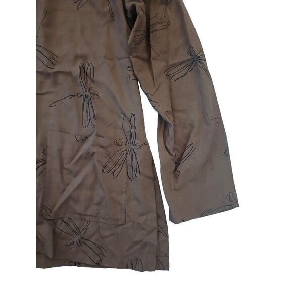 Meng Design Women's Art to Wear Top Size S M Dragonfly Kimono Brown Rayon - Picture 3 of 11